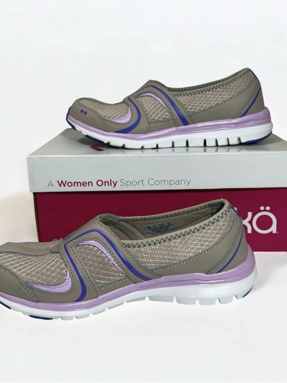 Ryka Womans Arbor 2 Low Top Slip-on Walking Shoes Beige/&purples Sz. 7M Comfort